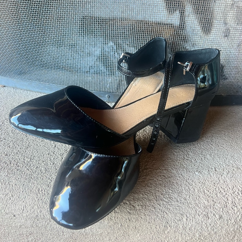 ASOS Shoes Black patent leather block heels